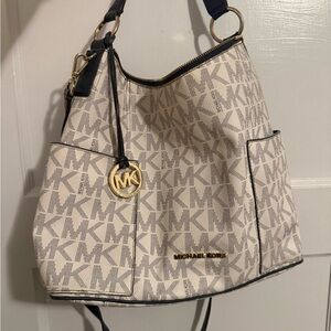 Michael Kors Monogram Cream and Black Shoulder Bag